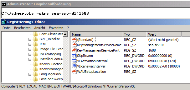 SLMGR.VBS -SKMS erzeugt einen Registryeintrag