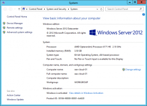 Windows Server 2012 Screenshot System GUI